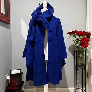 NEW Alorna Wool Vintage Oversized Button Longline Hooded Riding Cape Cloak OSFM